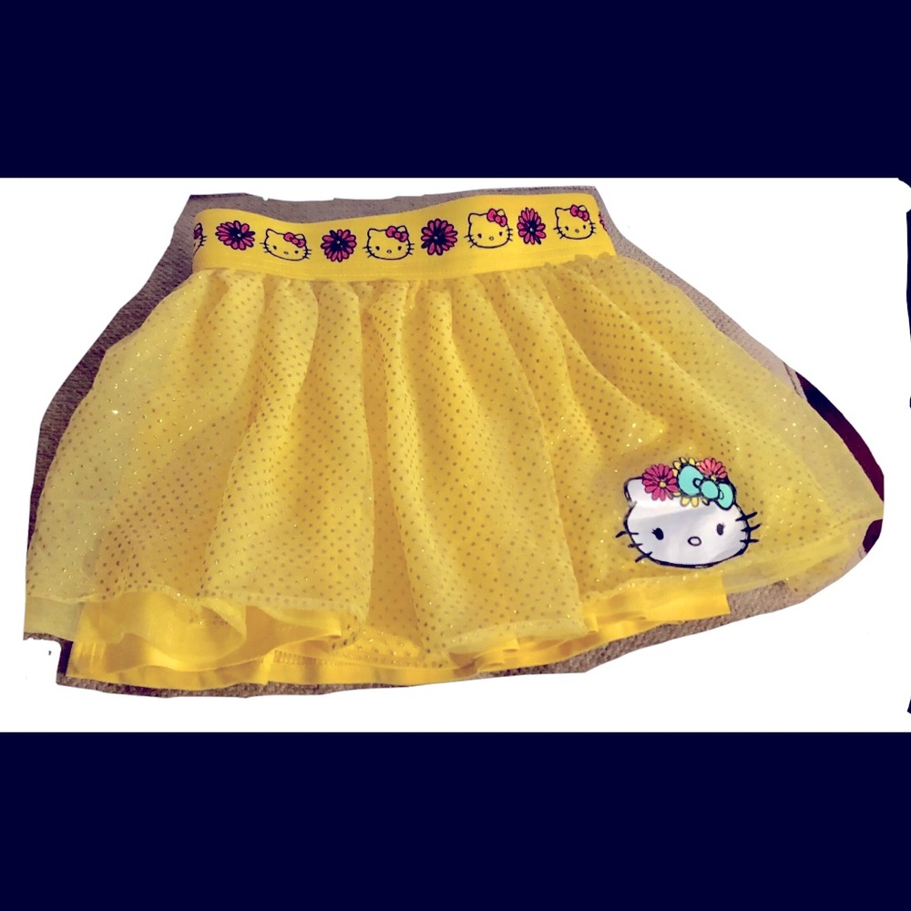 Girls HELLO KITTY yellow gold glitter SKIRT XS 4/5